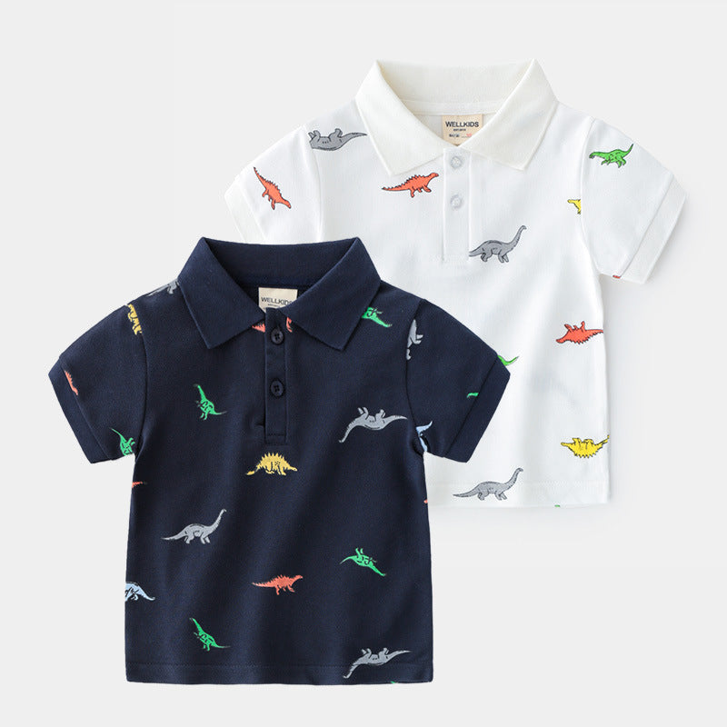 T-shirt Enfant Garçon Coton Anti-humidité Manches Courtes Dessin Animé Tendance Décontracté