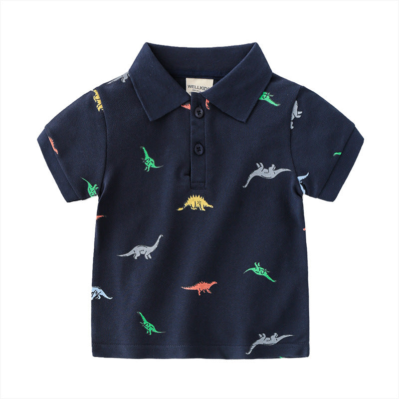 T-shirt Enfant Garçon Coton Anti-humidité Manches Courtes Dessin Animé Tendance Décontracté