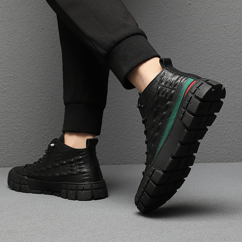 Zapatos altos de piel elegantes y cálidos para hombre