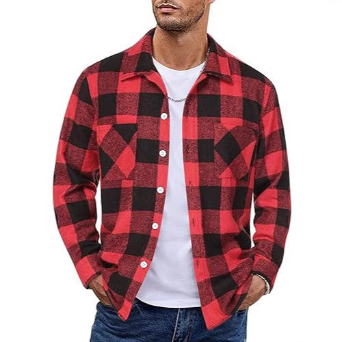 Camisa de Hombre Retro Casual de Manga Larga para Otoño/Invierno