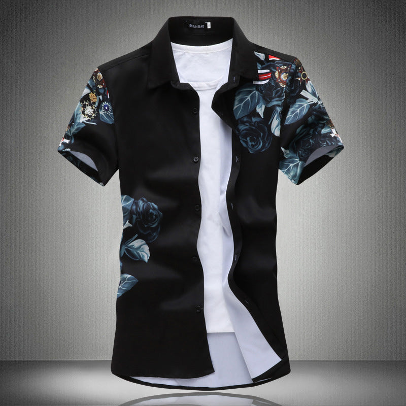 Chemises à manches courtes imprimées à carreaux pour hommes Chemises pour hommes Tops de jeunesse personnalisés
