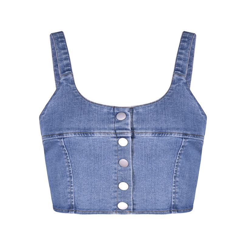 Gilet bustier en jean avec bretelles