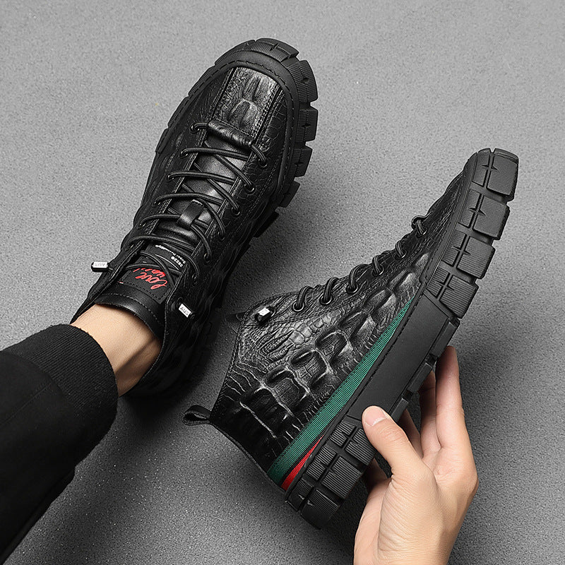 Zapatos altos de piel elegantes y cálidos para hombre