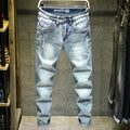 Jean déchiré bleu clair pour homme