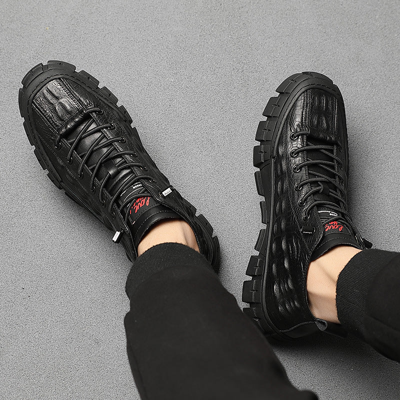 Zapatos altos de piel elegantes y cálidos para hombre