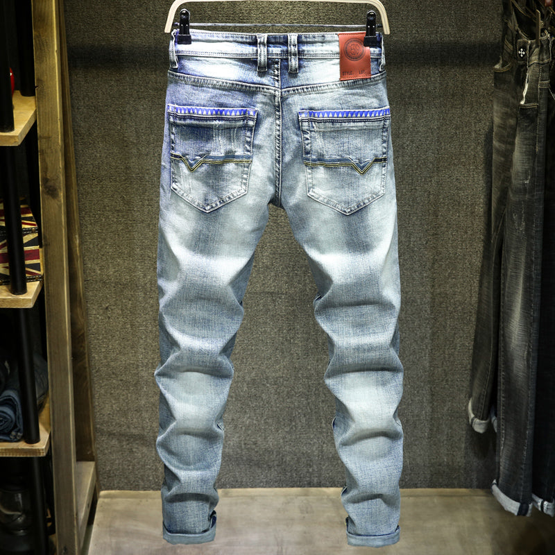 Jean déchiré bleu clair pour homme