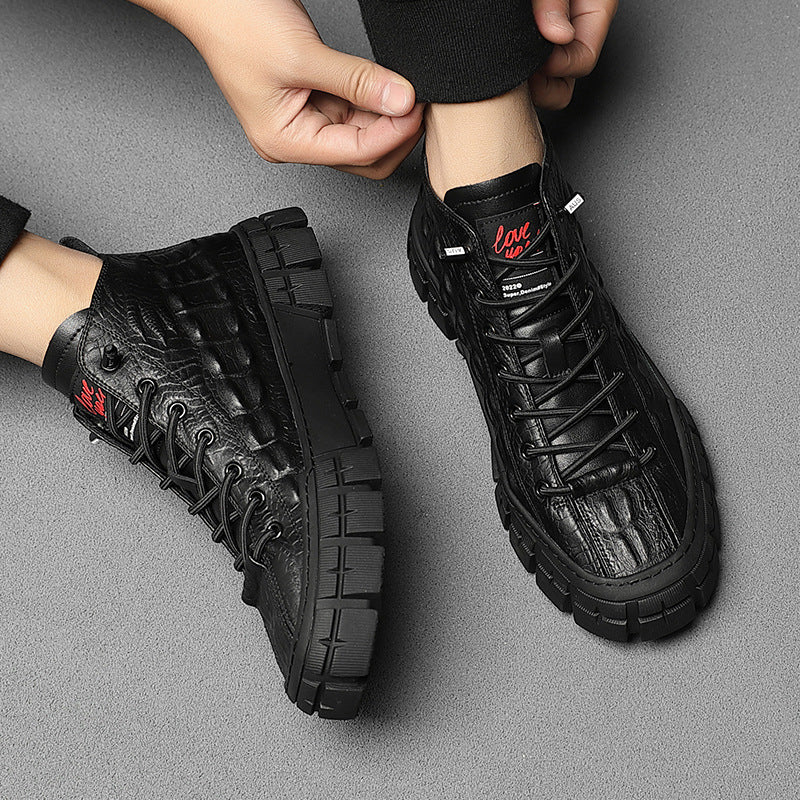 Zapatos altos de piel elegantes y cálidos para hombre