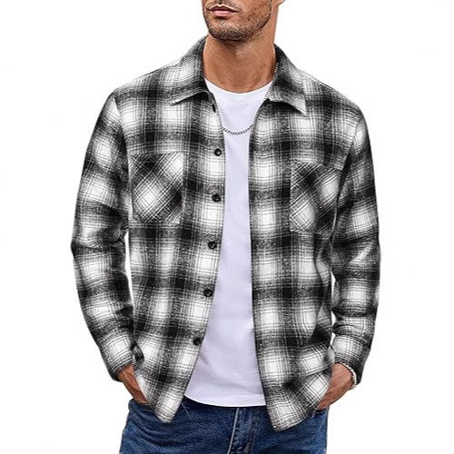 Camisa de Hombre Retro Casual de Manga Larga para Otoño/Invierno