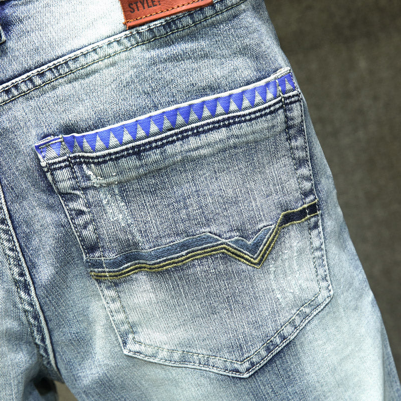 Jean déchiré bleu clair pour homme