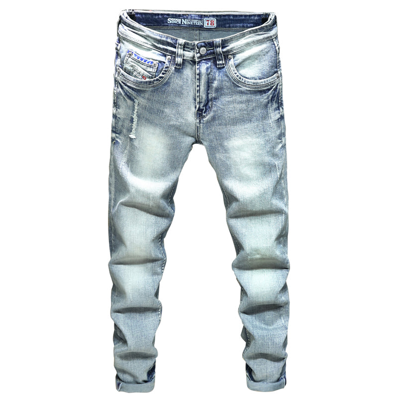 Jean déchiré bleu clair pour homme