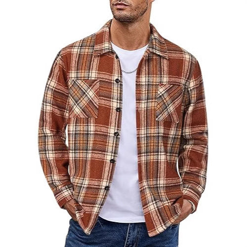 Camisa de Hombre Retro Casual de Manga Larga para Otoño/Invierno