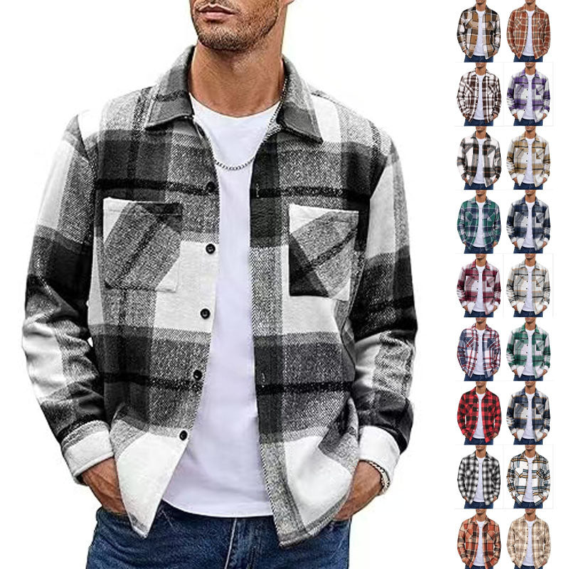 Camisa de Hombre Retro Casual de Manga Larga para Otoño/Invierno